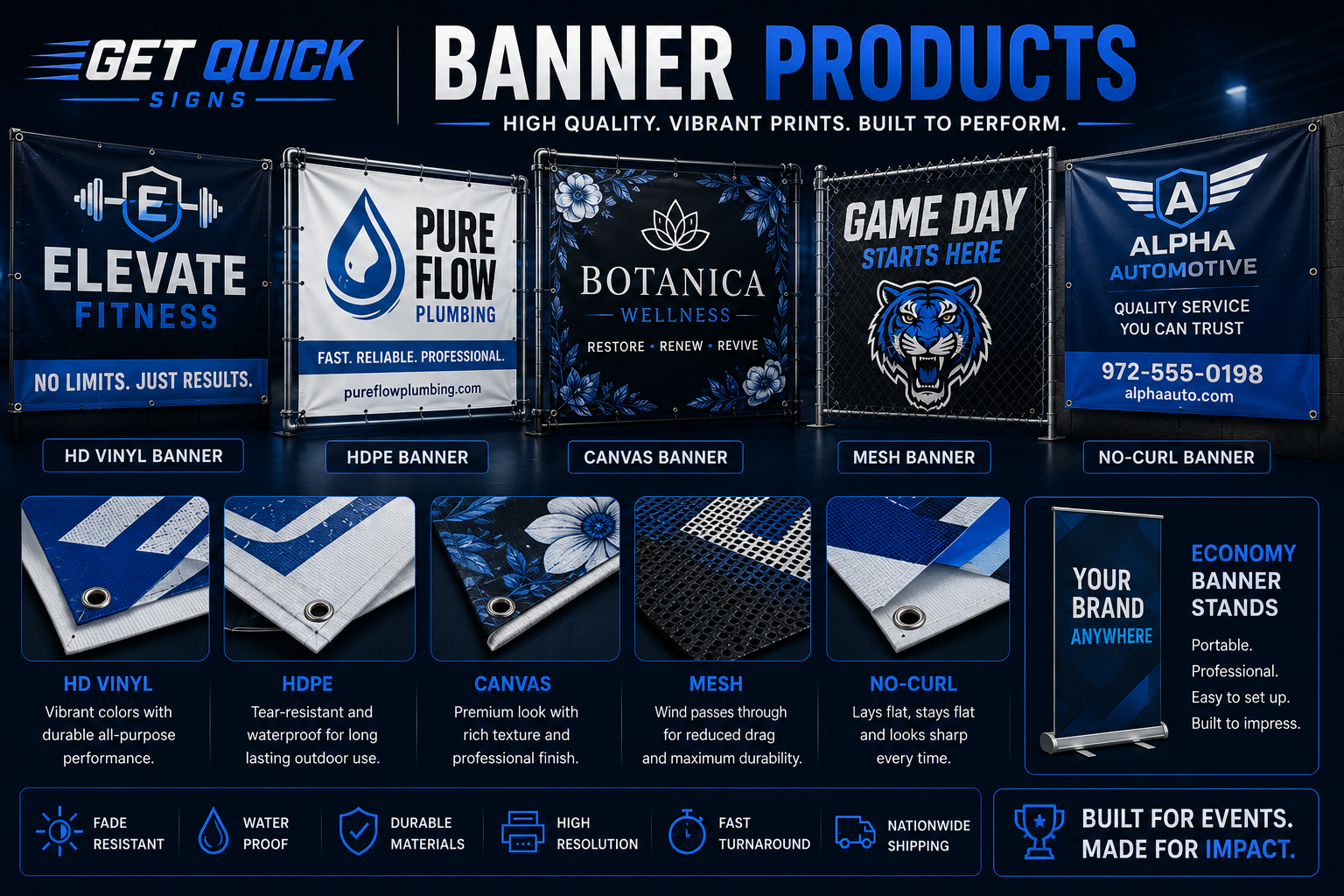 Custom vinyl banners, mesh banners, canvas banners and event displays