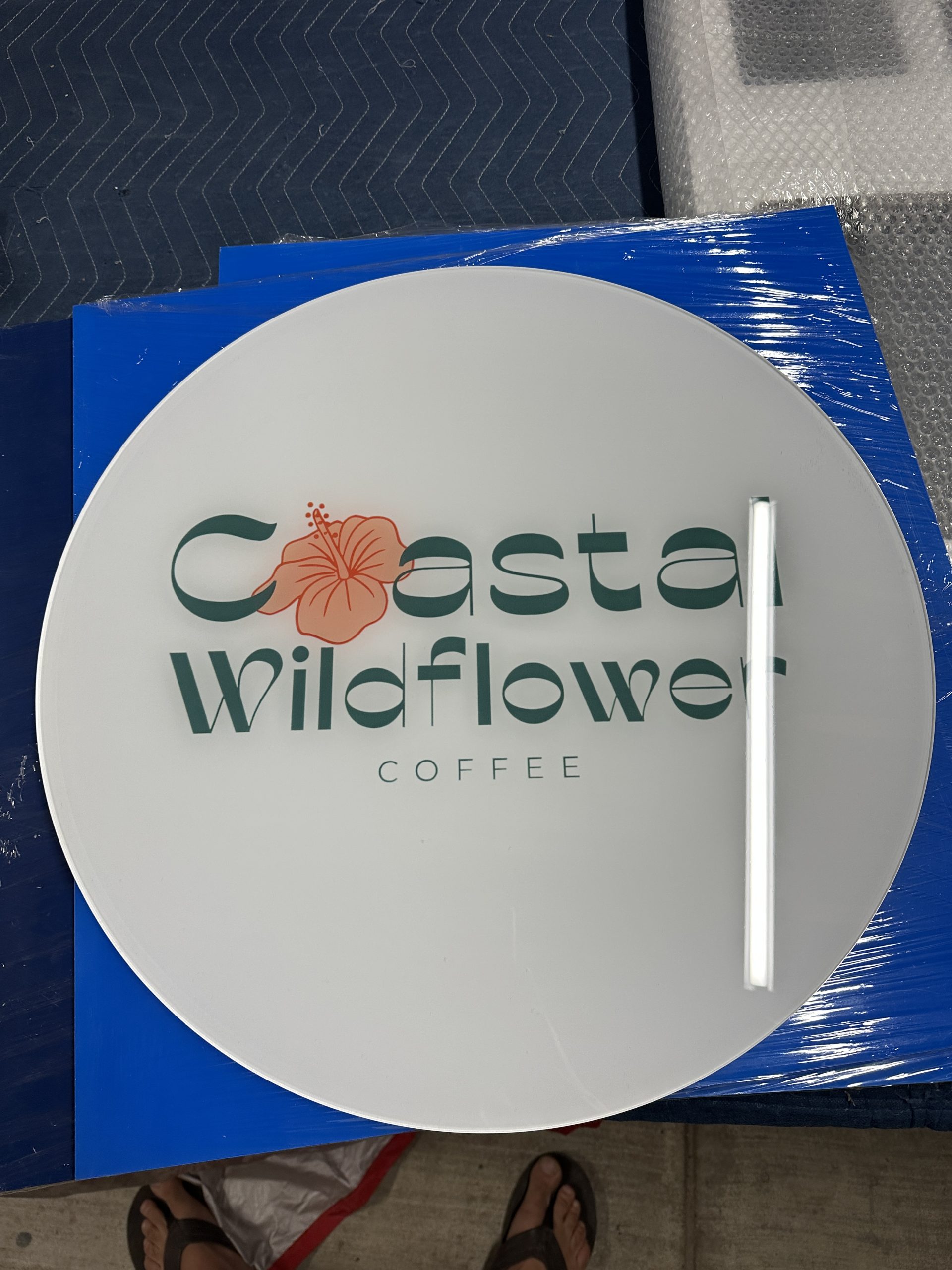 Coffee shop signs - round acrylic logo sign for a coffee company by Get Quick Signs