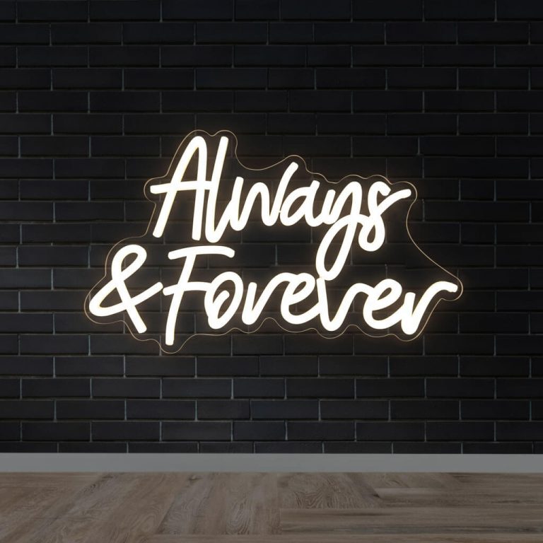 Always & Forever Wedding LED Neon Sign shown in a room setting