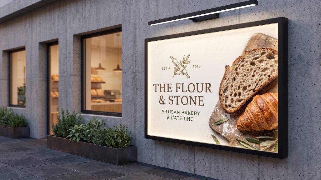 Hung backlit panel signage