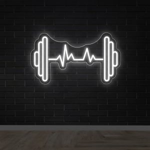 Fitness Barbell with Pulse Rate – Gym LED Neon Sign