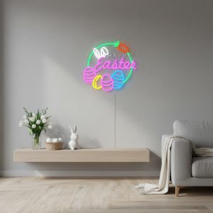 Happy Easter Colorful Bunny & Egg – Events Decor LED Neon Sign