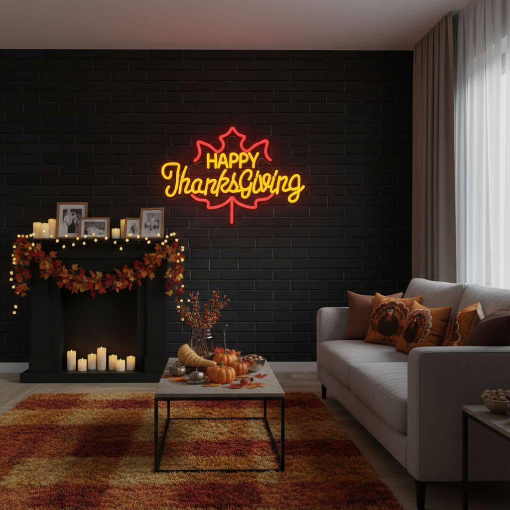 Happy Thanksgiving Warm Fall – Events Decor LED Neon Sign
