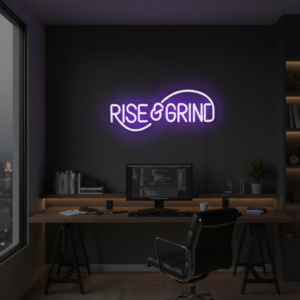 Rise and Grind – Inspirational LED Neon Sign