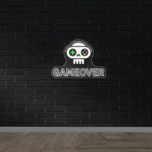 Game Over Skull Controller – UV Print Gaming LED Neon Sign