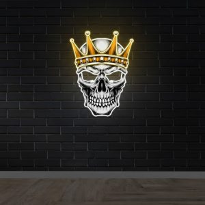 Skull King Crown UV Print LED Neon Art Sign