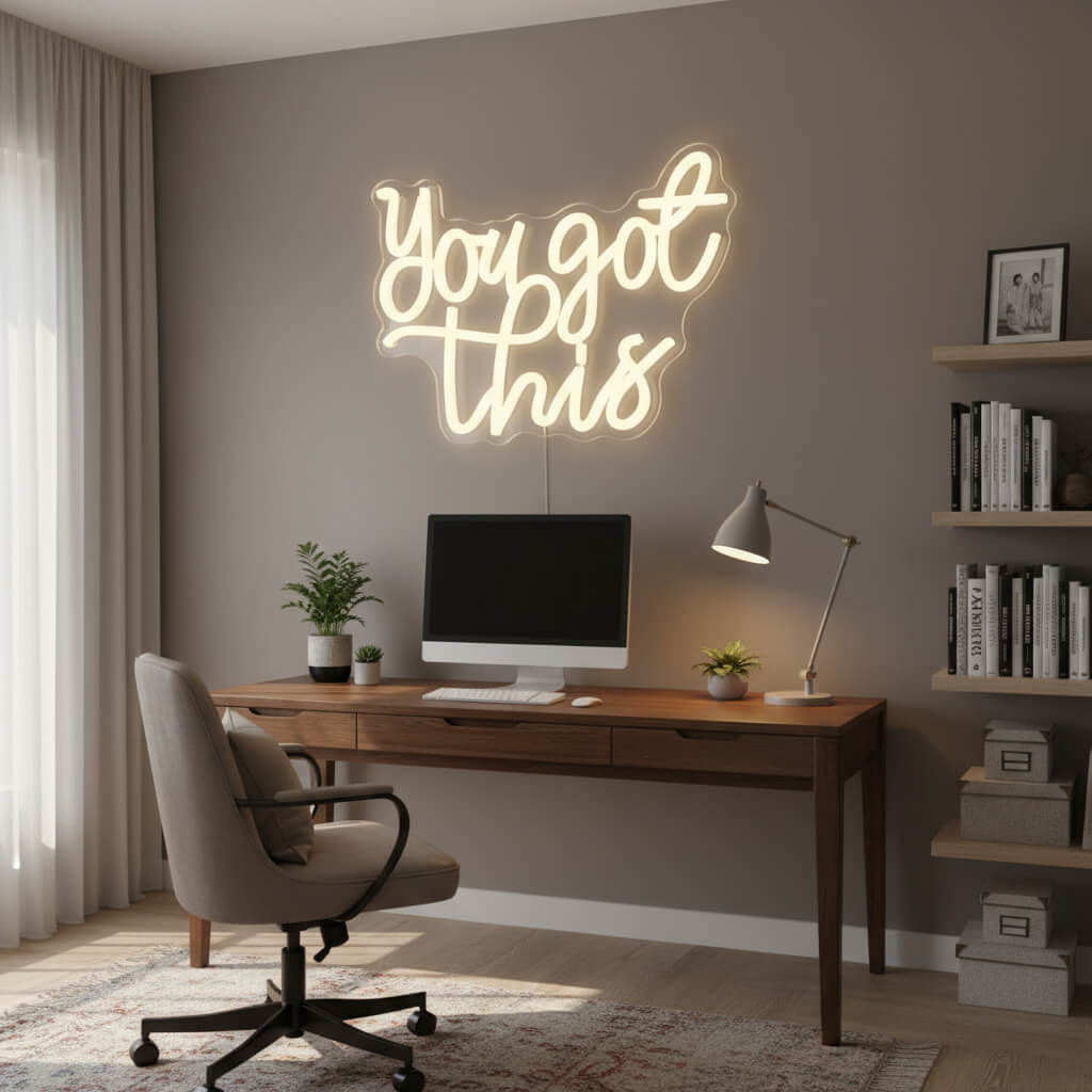 You Got This – Inspirational LED Neon Sign shown in a room setting