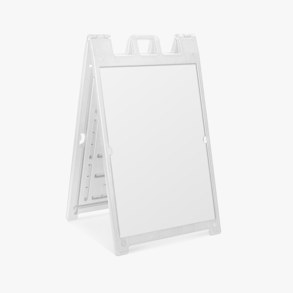 White Signicade Deluxe A-frame with quick-change slots for 24 by 36 inch sign panels