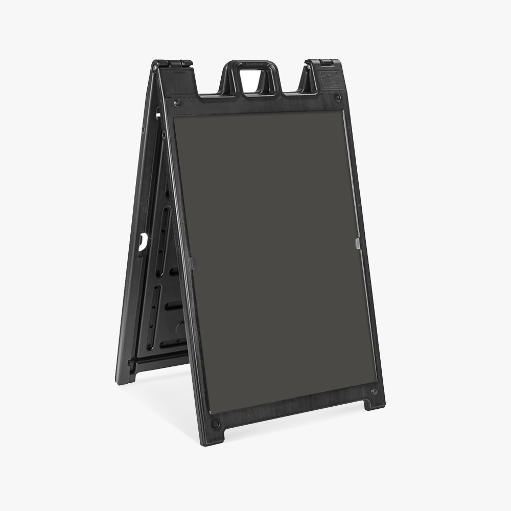 Black Signicade Deluxe A-frame with quick-change slots for 24 by 36 inch sign panels