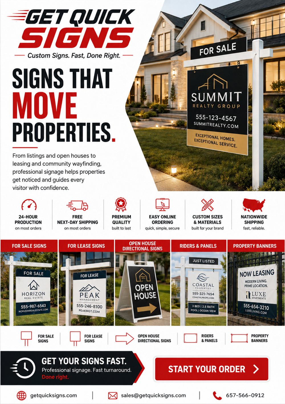 Get Quick Signs flyer for real estate and property management