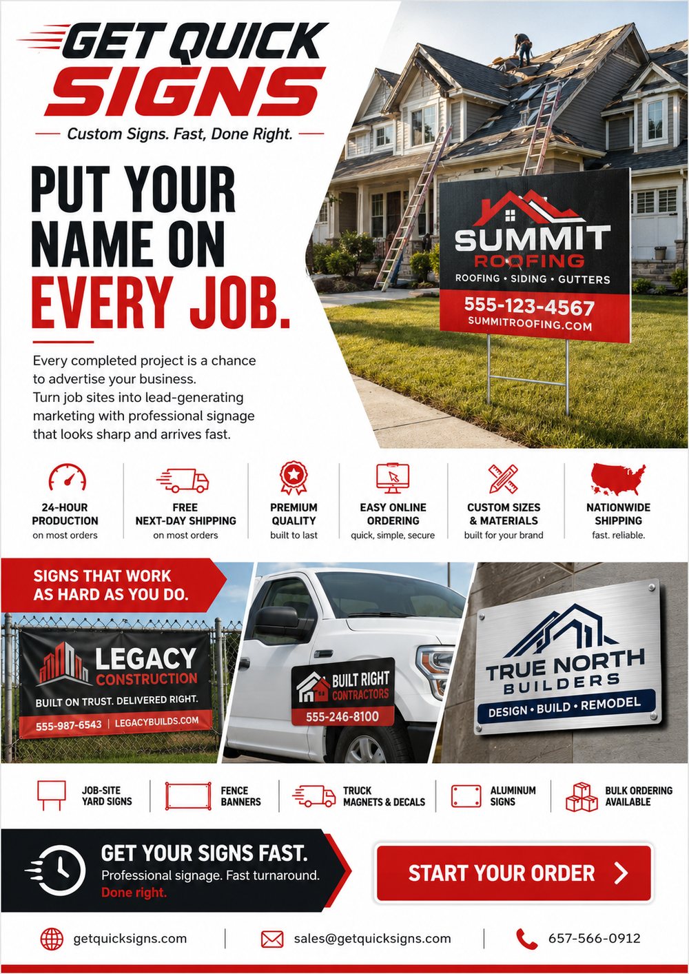 Get Quick Signs flyer for roofing contractors